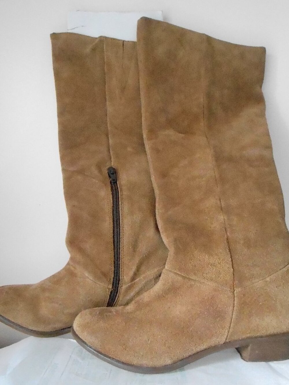 Naughty Monkey Women's Brown Leather Suede Knee High Western Boots Size-7